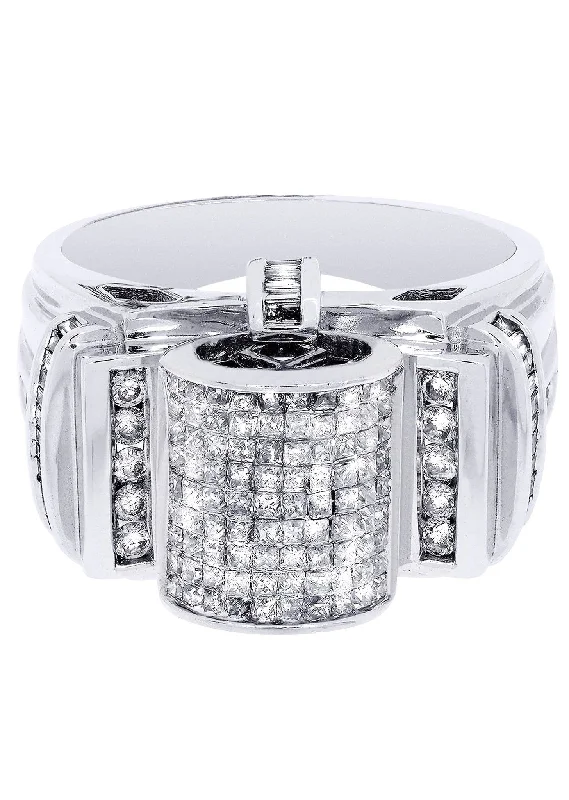 Women’s white gold engagement rings-White Gold Mens Diamond Ring| 1.61 Carats| 12.16 Grams