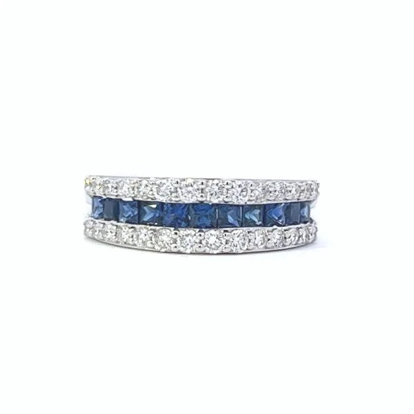 Women’s engagement rings with fancy diamonds-Sapphire and Diamond Ring