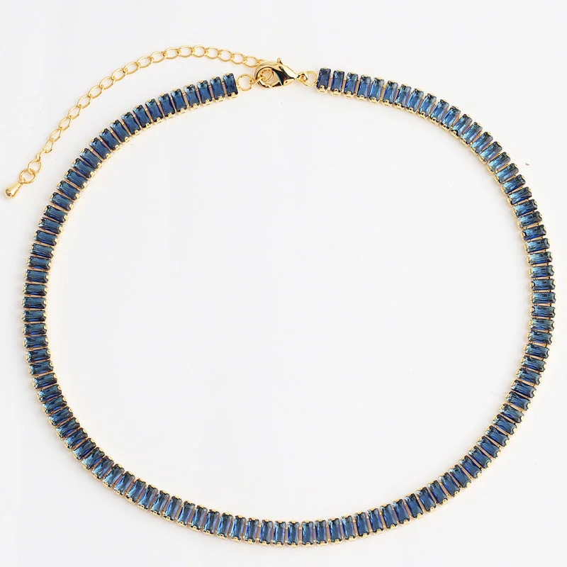 18K Gold 2.5 * 5mm Horizontal Royal Blue