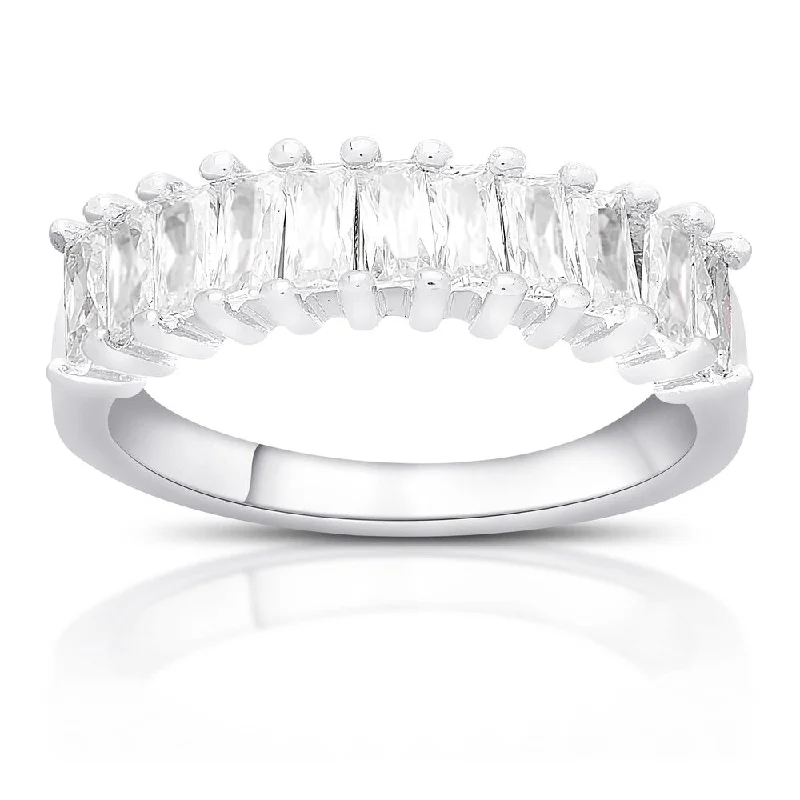 Women’s unique anniversary rings-Dolce Giavonna Sterling Silver Cubic Zirconia Eternity Ring