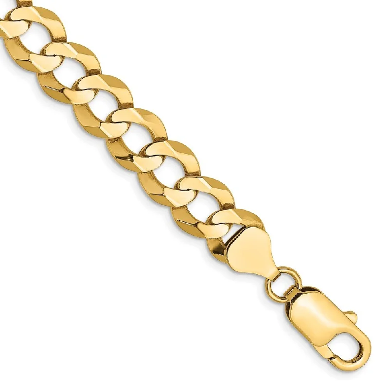 Women’s crystal bangles-14k Yellow Gold 8.3mm Lightweight Flat Cuban Chain Bracelet, 7"