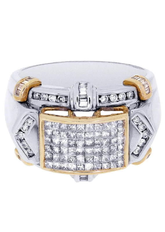 Women’s engagement rings with colored diamonds-White Gold Mens Diamond Ring| 1.2 Carats| 12.95 Grams