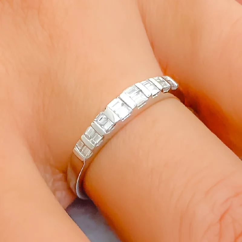 Women’s engagement rings with topaz-Lovely Striped 18k White Gold + Diamond Ring