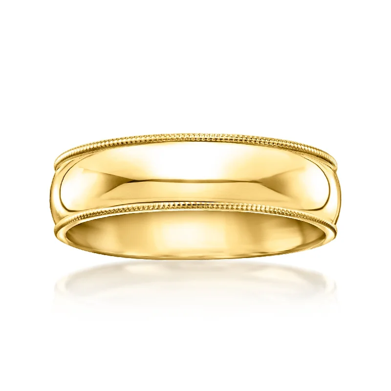 Women’s heirloom engagement rings-Ross-Simons Men's 6mm 14kt Yellow Gold Milgrain Wedding Ring