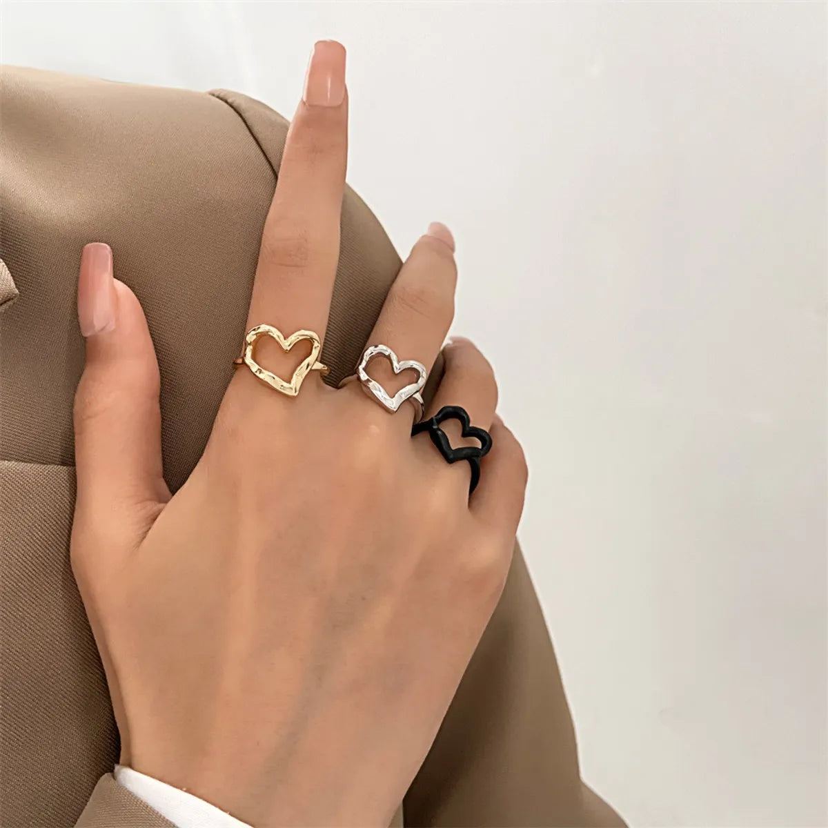 Women’s infinity rings-Wholesale Jewelry Simple Style Heart Shape Alloy 14k Gold Plated Hollow Out Open Ring