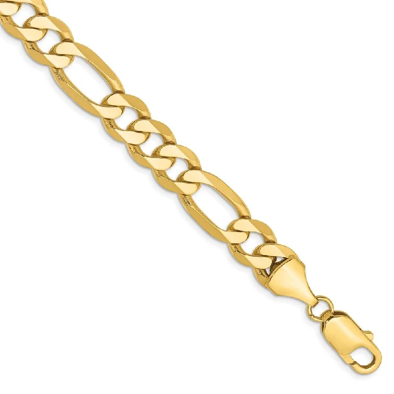 Women’s vintage bracelets-14k Yellow Gold 8.75mm Flat Figaro Chain Bracelet, 8"