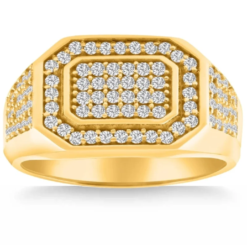 Women’s oversized rings-1Ct Men's Diamond Ring in Gold Lab Grown