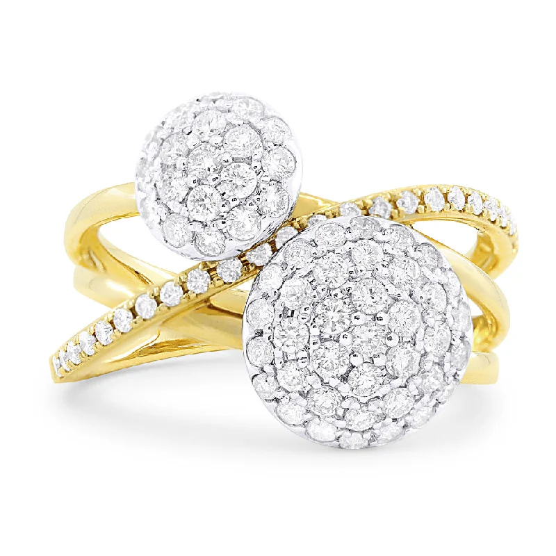 Women’s classic diamond engagement rings-14K White And Yellow Gold,white Diamond Ring