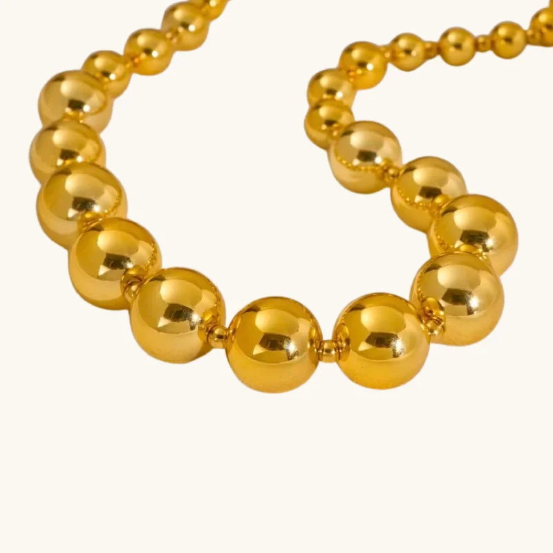 Women’s choker necklaces-Ascending Gold Multi-Bead Necklace