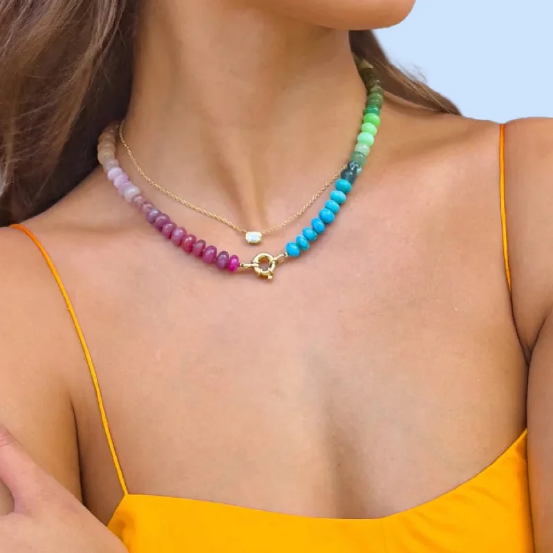 Women’s chunky necklaces-Tropical Luminous Rainbow Gemstone Necklace