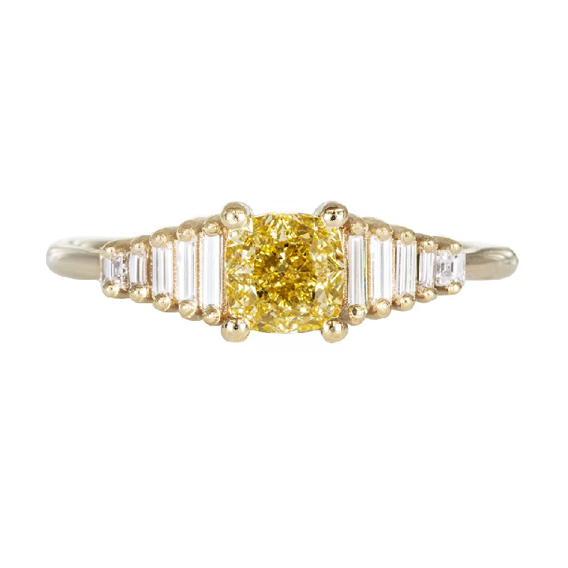 Women’s moonstone rings-Fancy Yellow Diamond Ring with GIA certified diamond