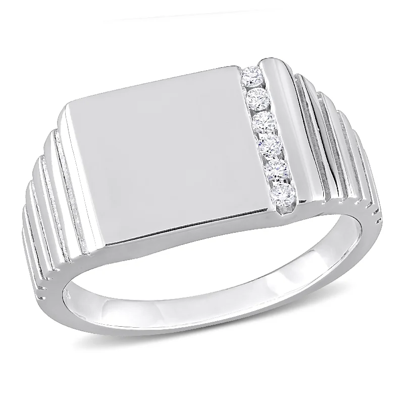 Women’s vintage cocktail rings-Miadora 1/10 CT TDW Diamond Mens Ring in Sterling Silver