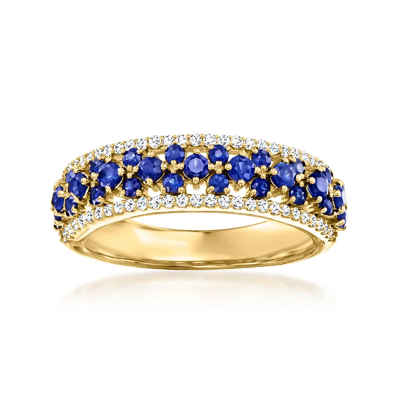 Women’s two-tone engagement rings-Ross-Simons Sapphire and . Diamond Ring in 18kt Yellow Gold