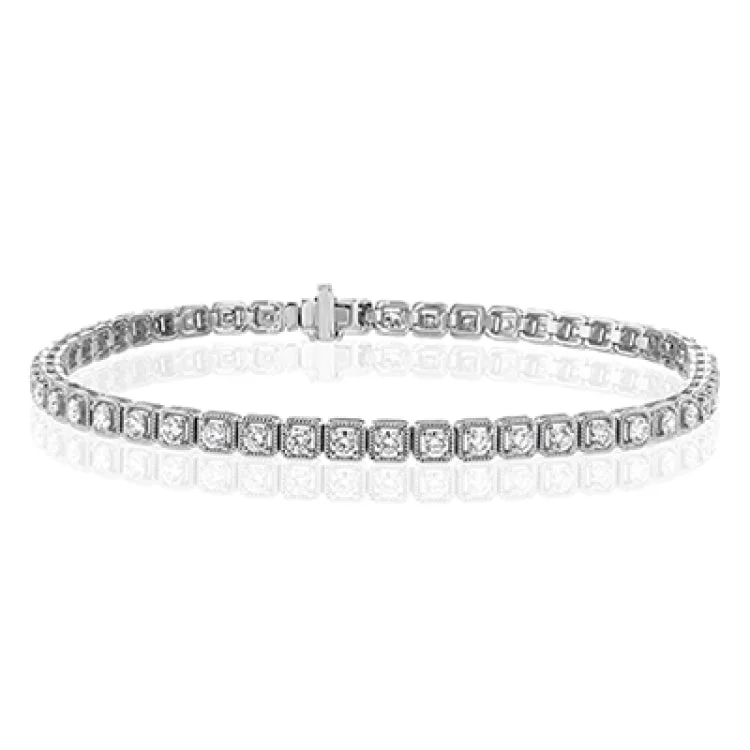 Women’s cuff bracelets-A modern take on a stackable diamond tennis bracelet, this timeless white gold design is setting with a total of 2.00 ct of white diamonds.