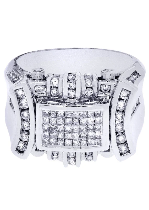 Women’s luxurious engagement rings-White Gold Mens Diamond Ring| 0.15 Carats| 15.75 Grams