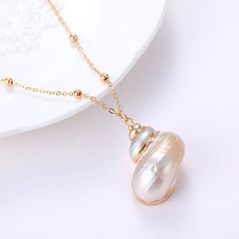 Women’s layered necklaces-Vacation Shell Alloy Wholesale Pendant Necklace