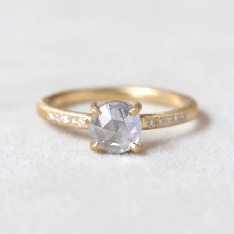 Women’s affordable engagement rings-0.87ct milky grey diamond ring