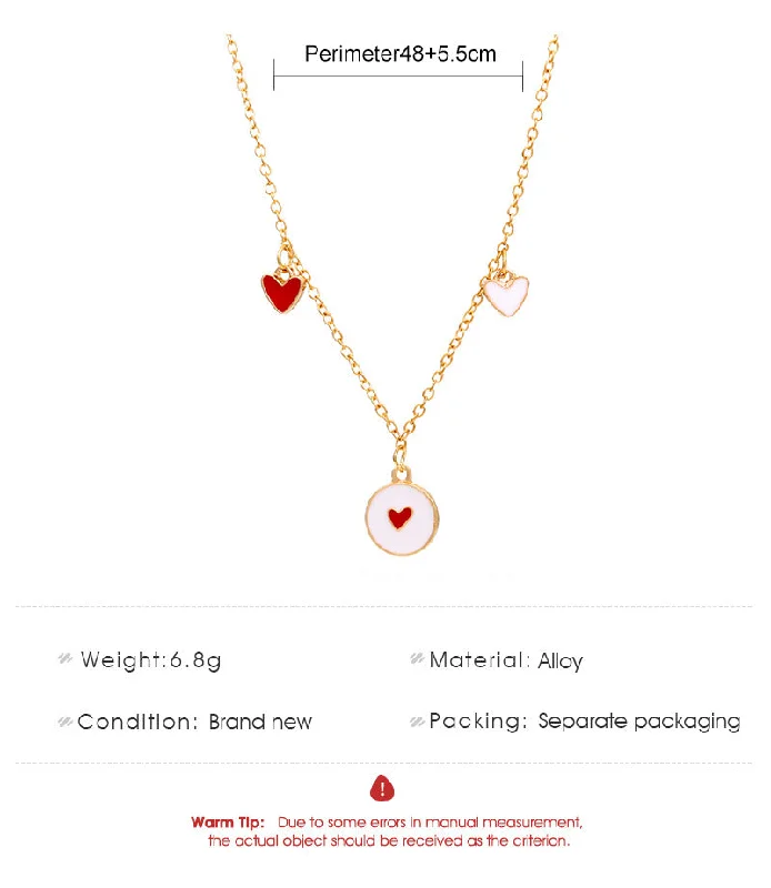 Women’s silver pendant necklaces-Korean Red Heart Pendant Necklace Wholesale Gooddiy