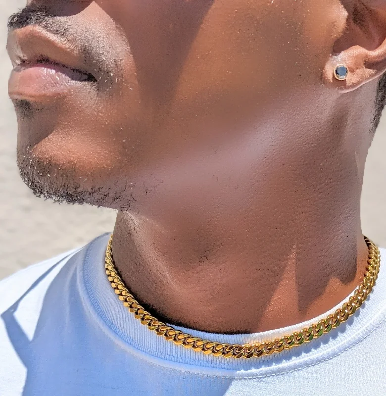 Women’s elegant gold necklaces-Men's Cuban Choker