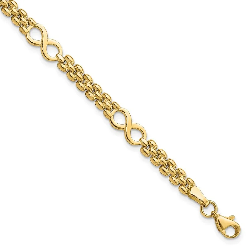 Women’s diamond tennis bracelets-14k Yellow Gold Infinity and Fancy Link Bracelet, 7.5" (W-5.6mm)