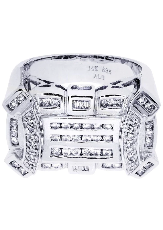 Women’s custom engagement ring designs-White Gold Mens Diamond Ring| 0.66 Carats| 17.59 Grams