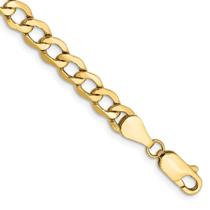 Women’s cuff bracelets-14k Yellow Gold 5.25mm Semi-Solid Curb Chain Bracelet, 7"