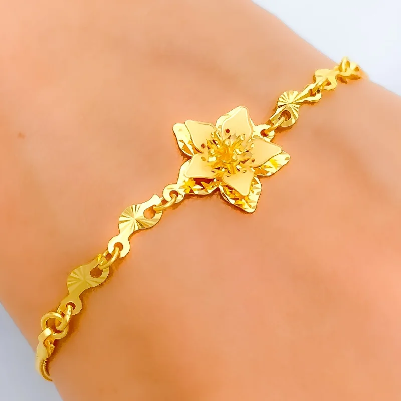 Women’s gemstone charm bracelets-Luscious Lily 22k Gold Bracelet