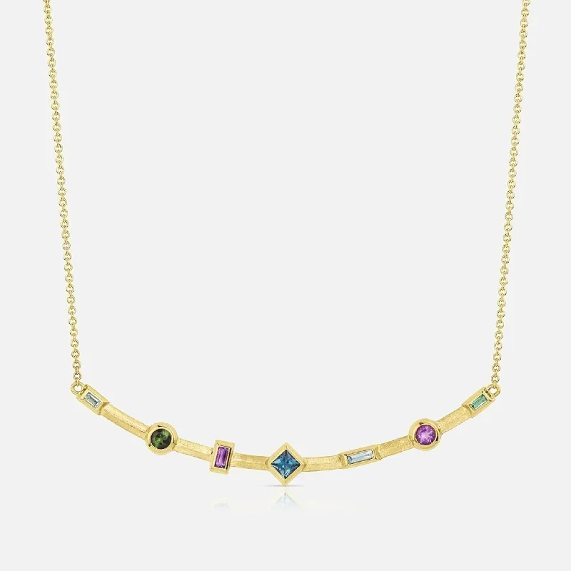 Women’s elegant gold necklaces-Curved Bar Necklace