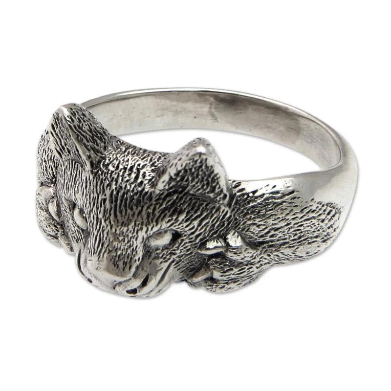 Women’s princess cut rings-NOVICA Handmade Men's Sterling Silver 'Feisty Ocelot' Ring (Indonesia)