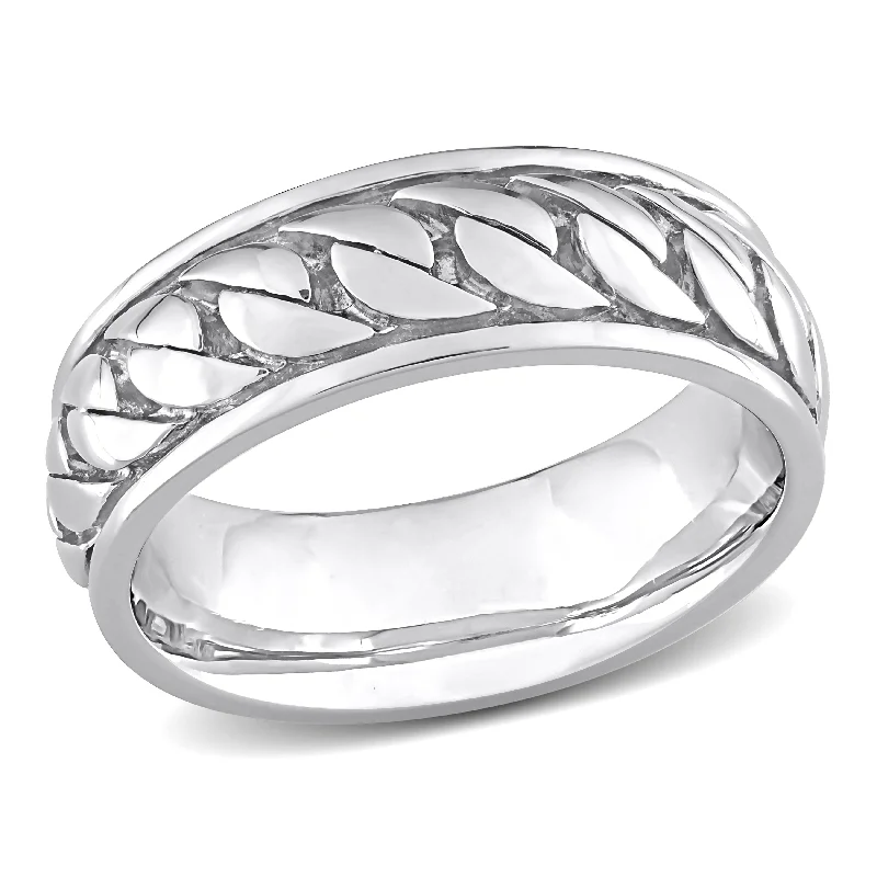 Women’s turquoise rings-Miadora Ribbed Design Mens Ring in Sterling Silver