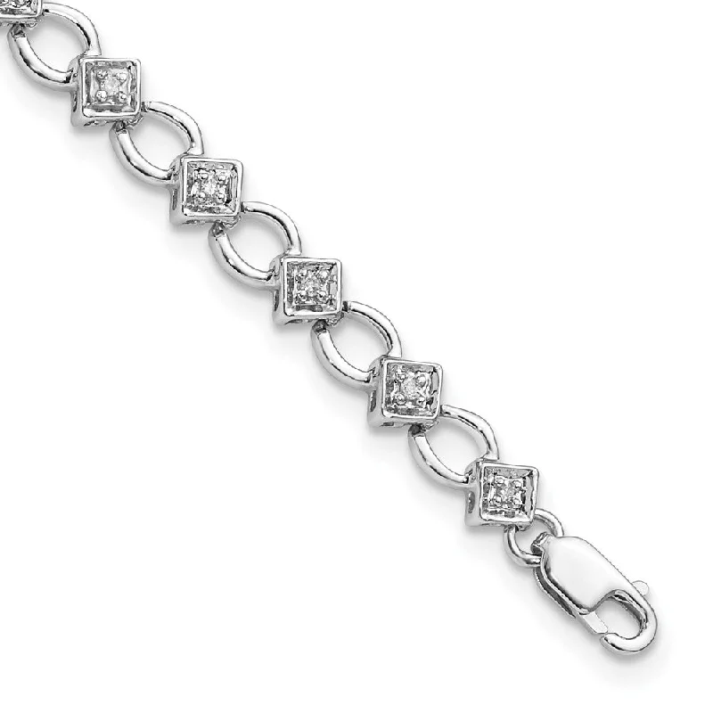 Women’s custom-made bracelets-Sterling Silver Rhodium-plated Diam. Bracelet-WBC-QDX1078