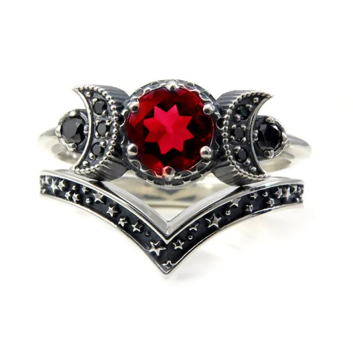 Women’s promise rings-Retro Star Alloy Inlay Artificial Gemstones Women'S Rings