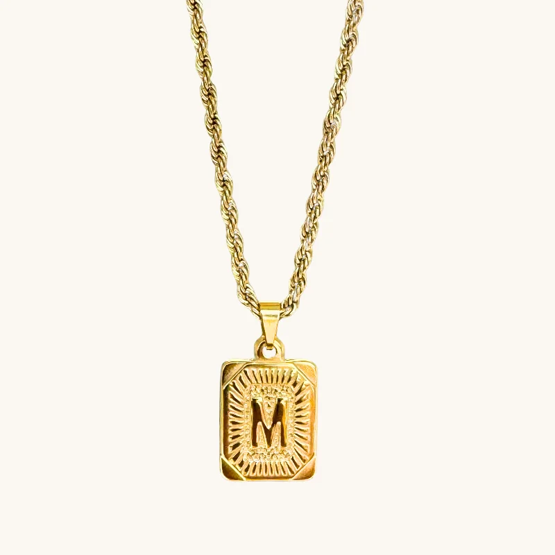 Women’s engraved necklaces-Gold Kids' Rope Chain Initial Necklace