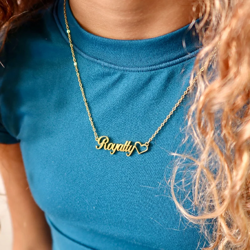 Women’s fashion necklaces-Gold Heart Name Necklace