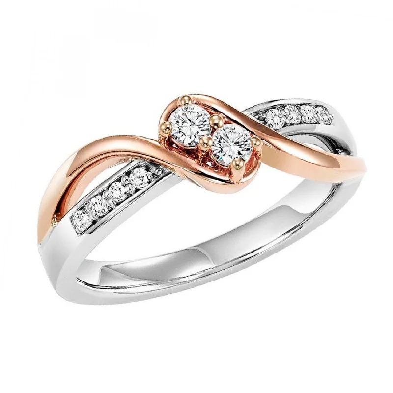 Women’s vintage-inspired engagement rings-Twogether White and Rose Gold Diamond Ring, 1.0 twt.