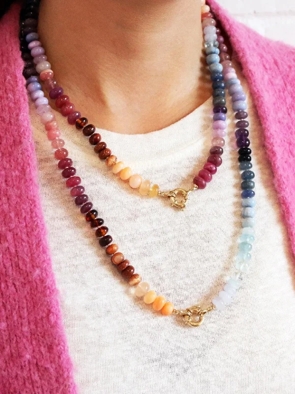 Women’s chunky gold necklaces-Ocean Sunset Gemstone Necklace