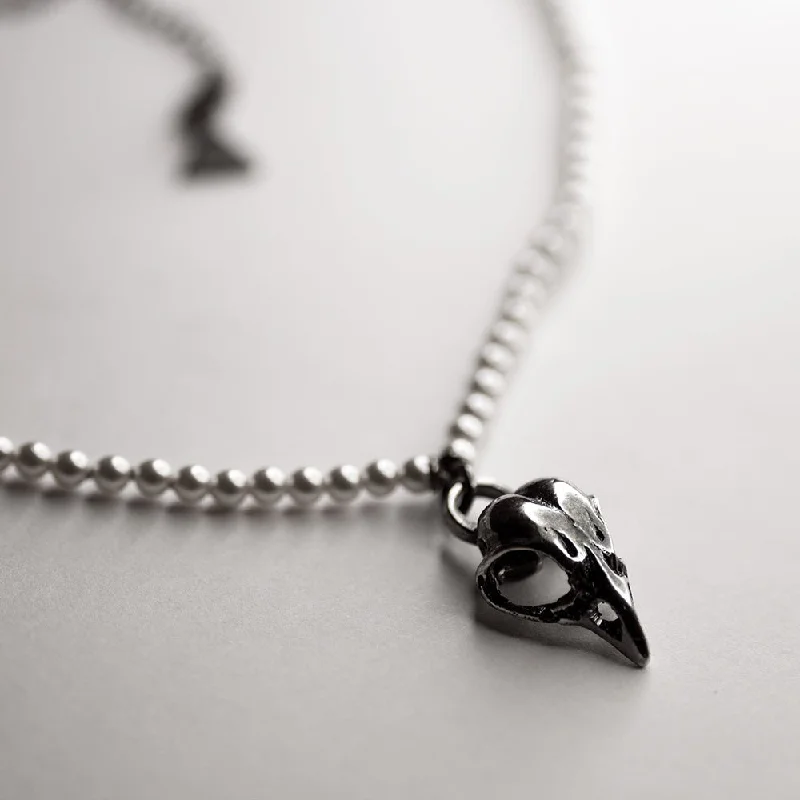 Women’s sterling silver necklaces-Bird Skull choker