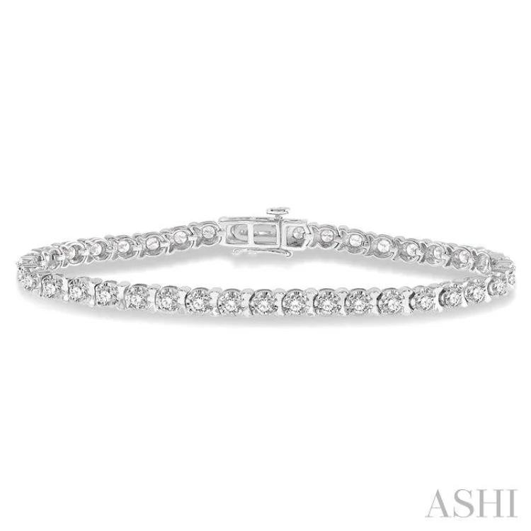 Women’s diamond bangles-4 ctw Round Cut Diamond Tulip Bracelet in 14K White Gold