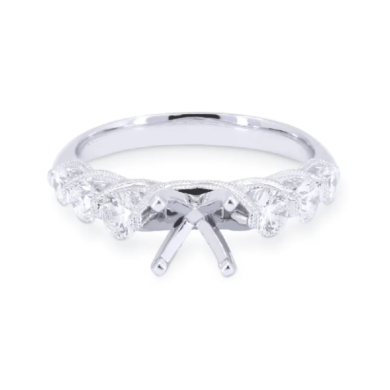 Women’s vintage engagement rings-14K White Gold,white Diamond Ring