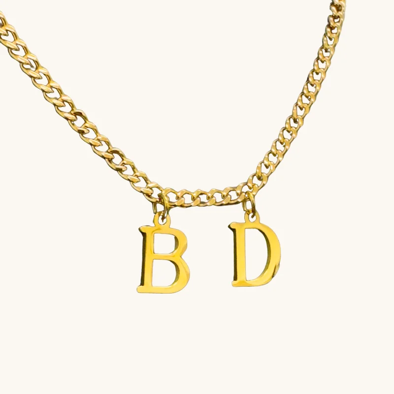 Women’s engagement necklace sets-Gold Men's Multi-Initial Charm Necklace