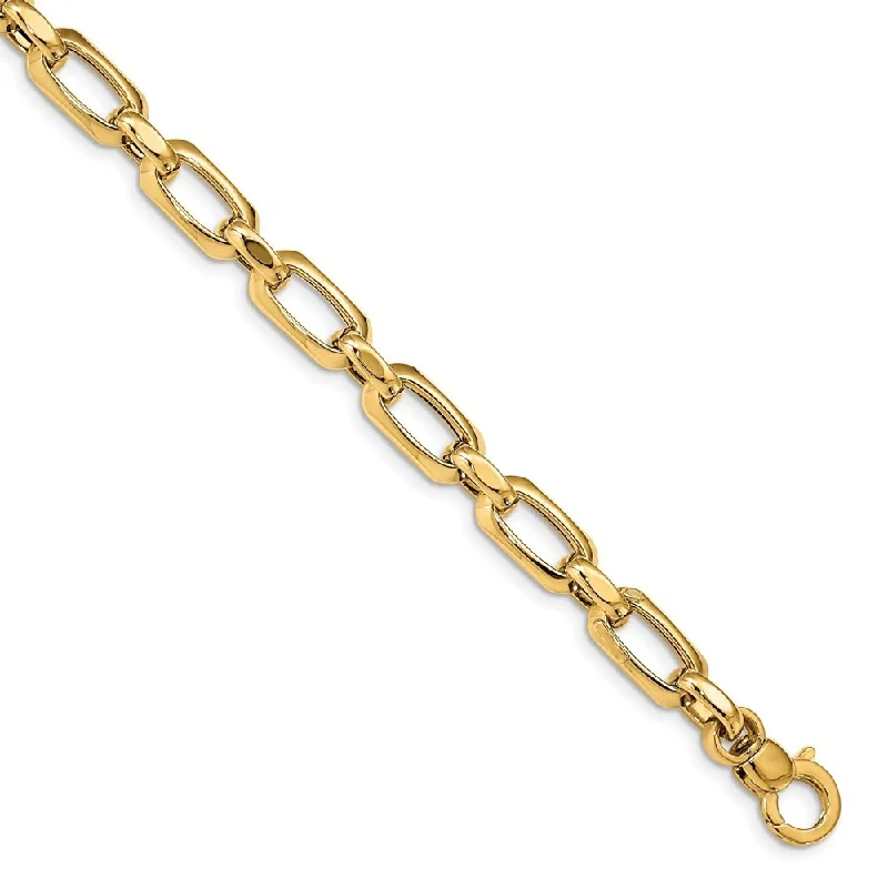 Women’s colorful bracelets-14k Yellow Gold 6.9mm Polished and Textured Bracelet, 7.75"