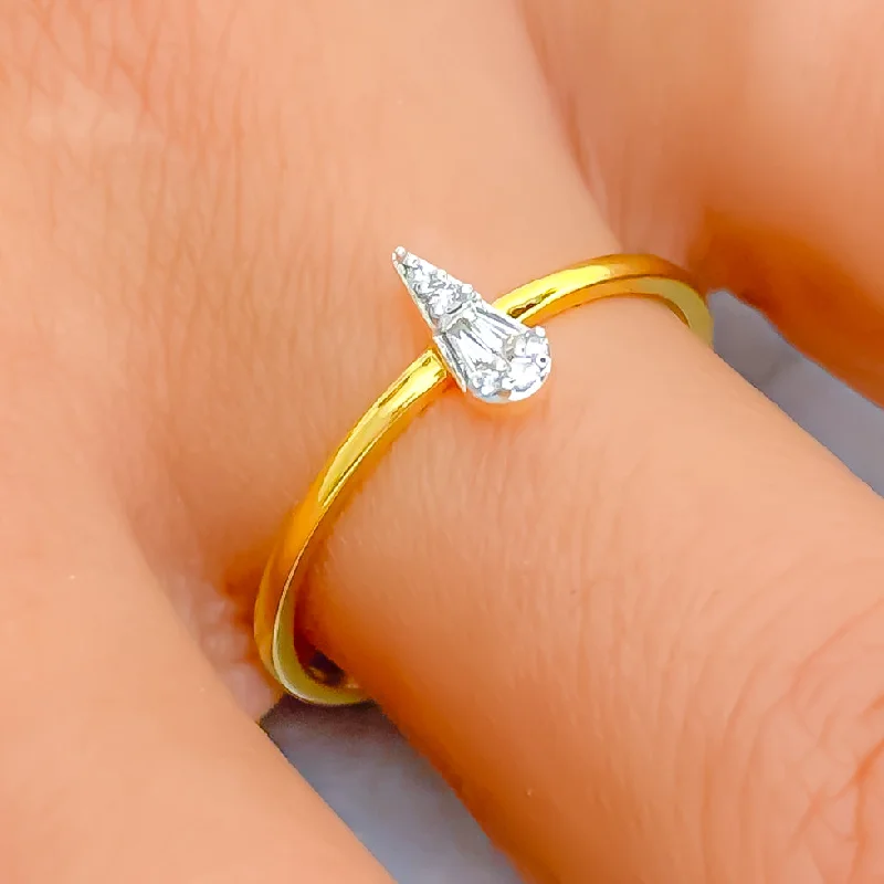 Women’s diamond engagement rings with platinum bands-Dressy Elongated Drop 18K Gold + Diamond Ring