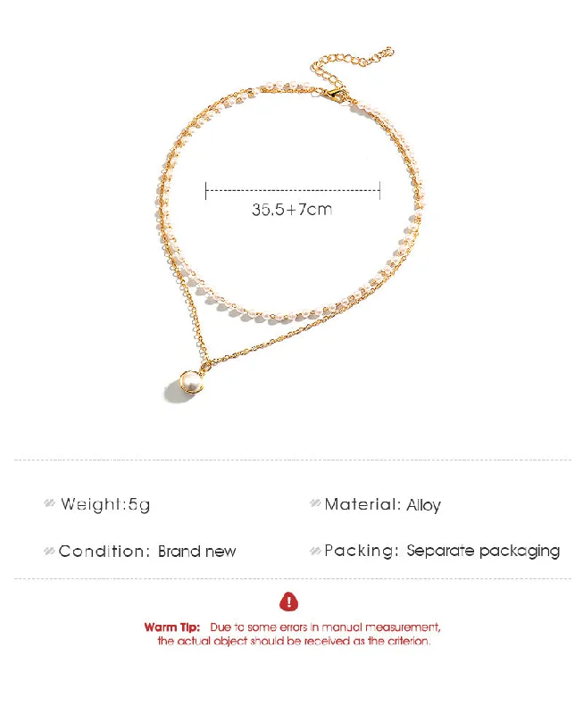 Women’s engraved necklaces-New  Trendy Simple Double-layer Pearl Necklace Wholesale Gooddiy