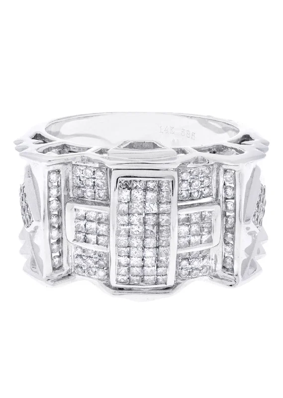 Women’s bridal engagement rings-White Gold Mens Diamond Ring| 0.6 Carats| 13.33 Grams