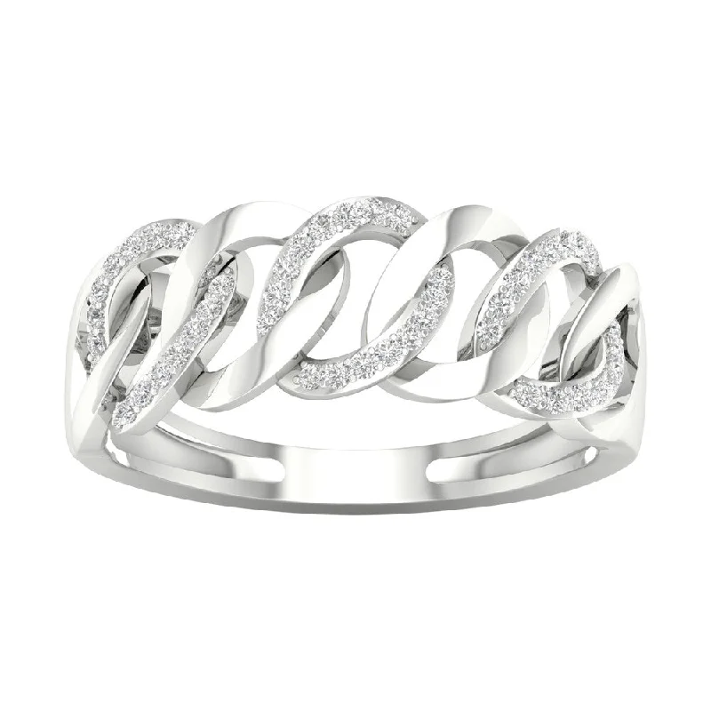 Women’s engraved rings-1/6ct TDW Diamond Cuban Link Ring in 10k Gold by De Couer