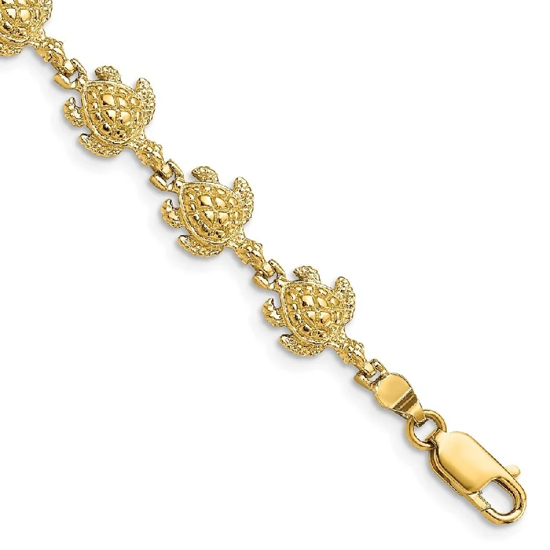 Women’s luxury bracelets-14k Yellow Gold 8.5mm Turtle Bracelet, 7"