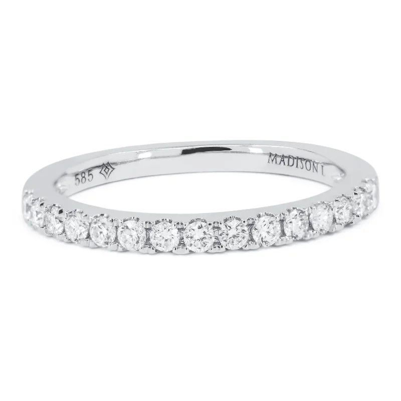 Women’s three-stone engagement rings-14K White Gold,white Diamond Ring