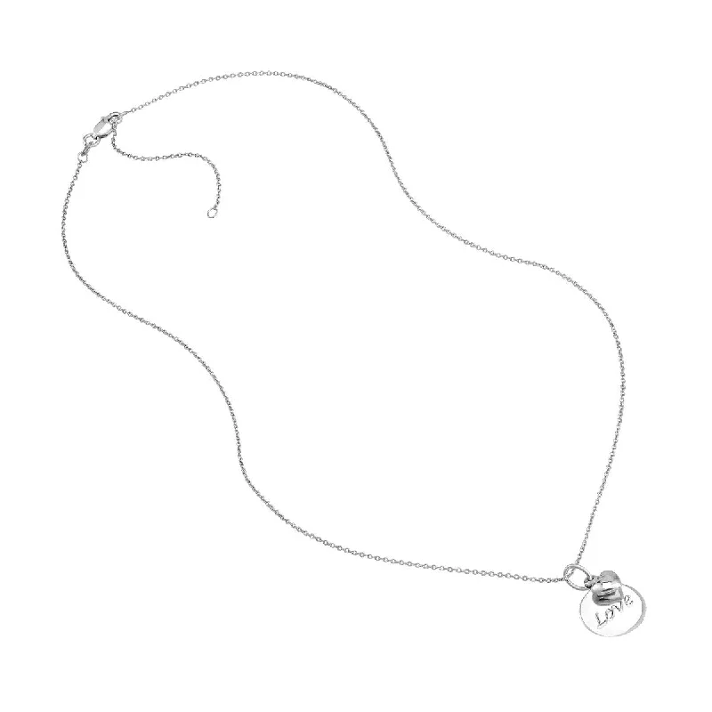 Women’s multi-strand necklaces-Sterling Silver Love Disk-Heart Necklace