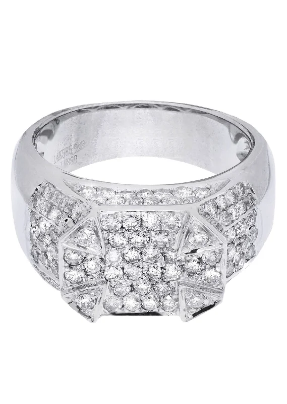 Women’s vintage-style engagement rings-White Gold Mens Diamond Ring| 1.91 Carats| 12.01 Grams