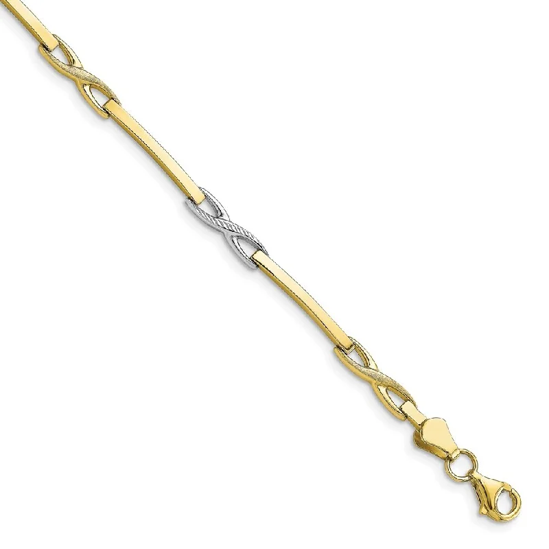 Women’s ethnic bracelets-10k Yellow Gold with Rhodium-plated Bracelet, 7.5"